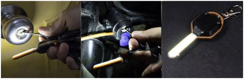 Mini lanterna breloc COB LED portabila, lumina puternica, multifunctionala, albastru 8.5 cm [3]