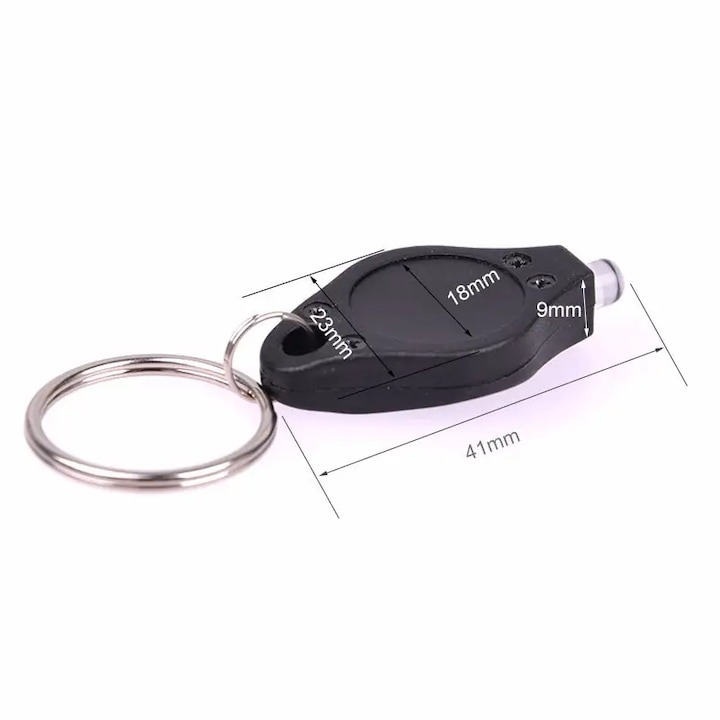 Mini lanterna LED, breloc pentru chei, camping, baterii inlocuibile, 40mm, negru [3]