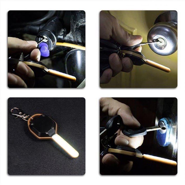 Mini lanterna, tip breloc, LED, plastic, 8.5 cm, gri [6]