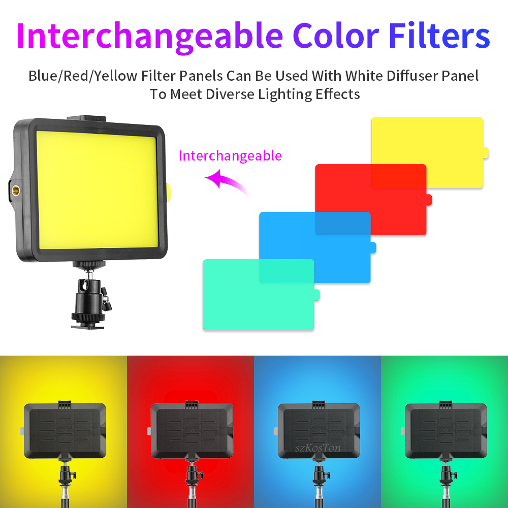 Mini panou Bi Color 160 LED, 4 filtre de culoare, alimentare USB, 2 filete universale 1/4 si adaptor patina cu filet 1/4 inclus [2]