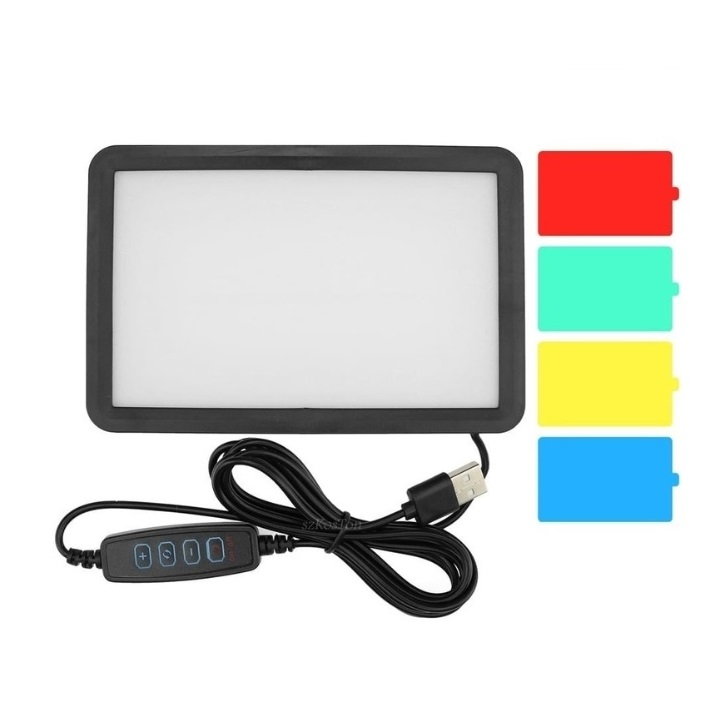 Mini panou Bi Color 160 LED, mini trepied vlogging, filet 1/4, 4 filtre de culoare, alimentare USB, 2 filete universale 1/4 si 2 spatii destinate pentru montare patina [2]