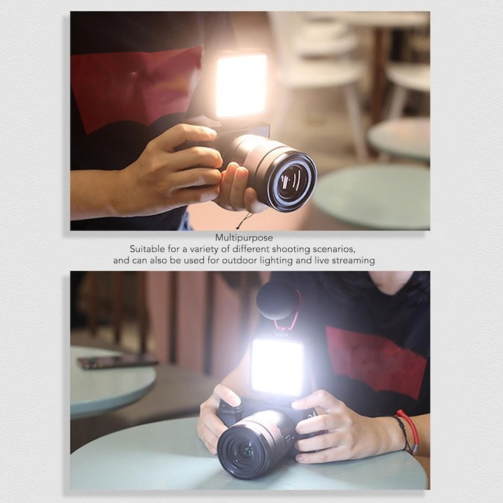 Mini panou LED cu patina si filet universal 1/4, pentru aparate foto, GoPro, trepiezi, 49 LED uri [7]