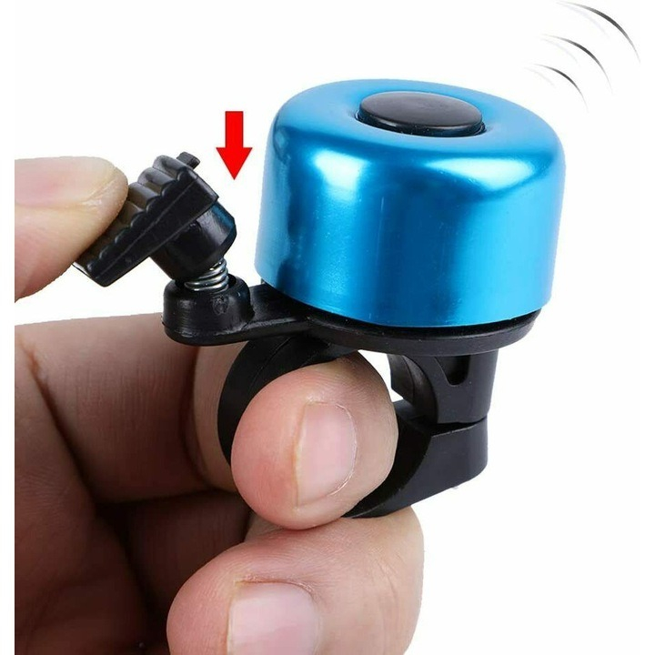 Mini sonerie pentru bicicleta din aluminiu,diametru 34 mm - Albastru, negru [2]