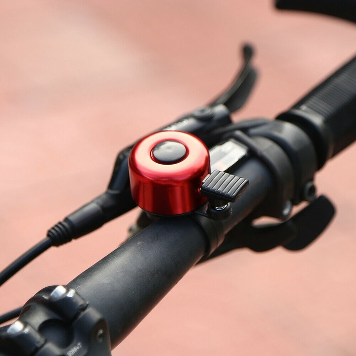 Mini sonerie pentru bicicleta din aluminiu,diametru 34 mm - Rosu, negru [2]
