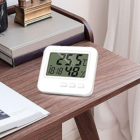 Mini termometru, higrometru, ceas 3in1 pentru camera - Alb [3]
