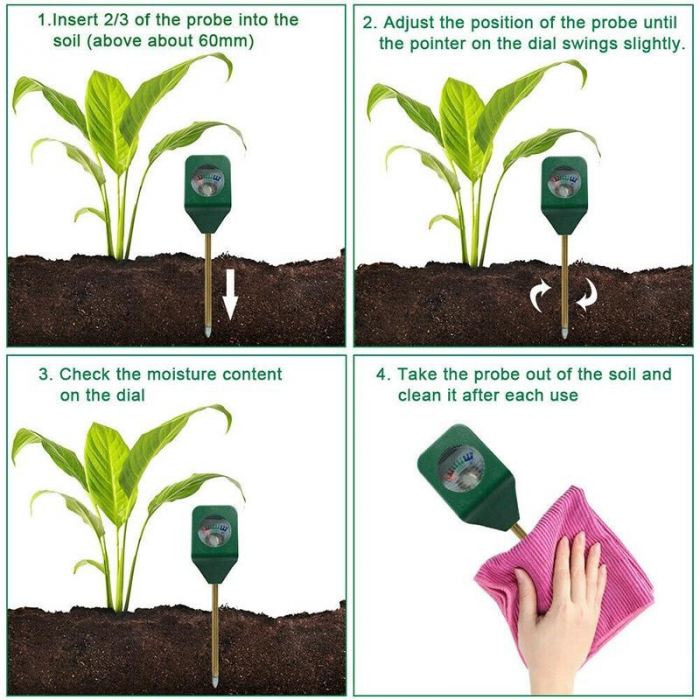 Mini tester sol Umiditate, 14 cm cu tija, dispozitiv ce va permite determinarea umiditatii solului [6]