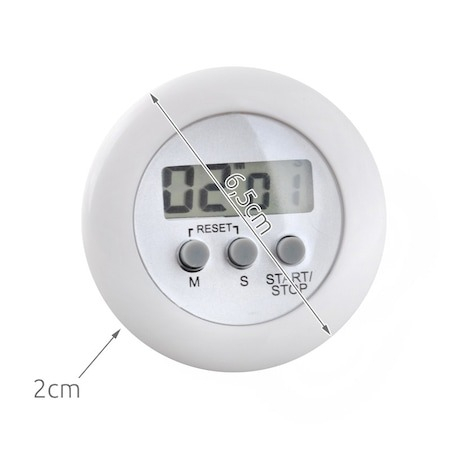 Mini timer, cronometru de bucatarie cu clema de agatat si magnet, diametru 6.5 cm - Alb [2]