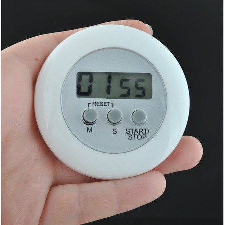 Mini timer, cronometru de bucatarie cu clema de agatat si magnet, diametru 6.5 cm - Alb [6]