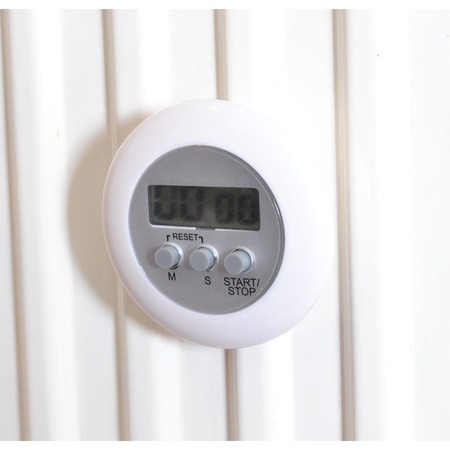 Mini timer, cronometru de bucatarie cu clema de agatat si magnet, diametru 6.5 cm - Alb [5]
