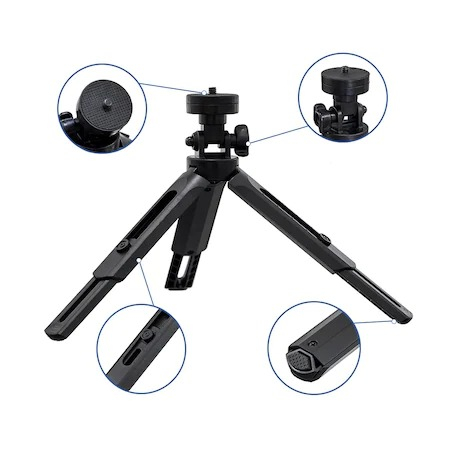 Mini trepied extensibil cu suport de telefon, filet universal 1/4, cap rotativ 360 grade [5]