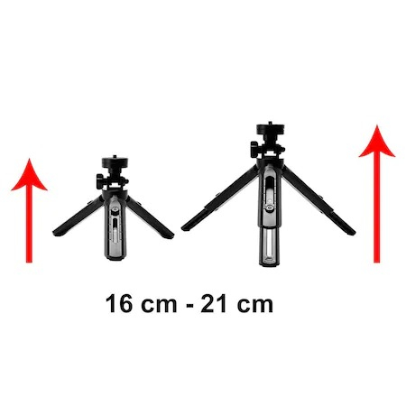 Mini trepied extensibil cu suport de telefon, filet universal 1/4, cap rotativ 360 grade [6]