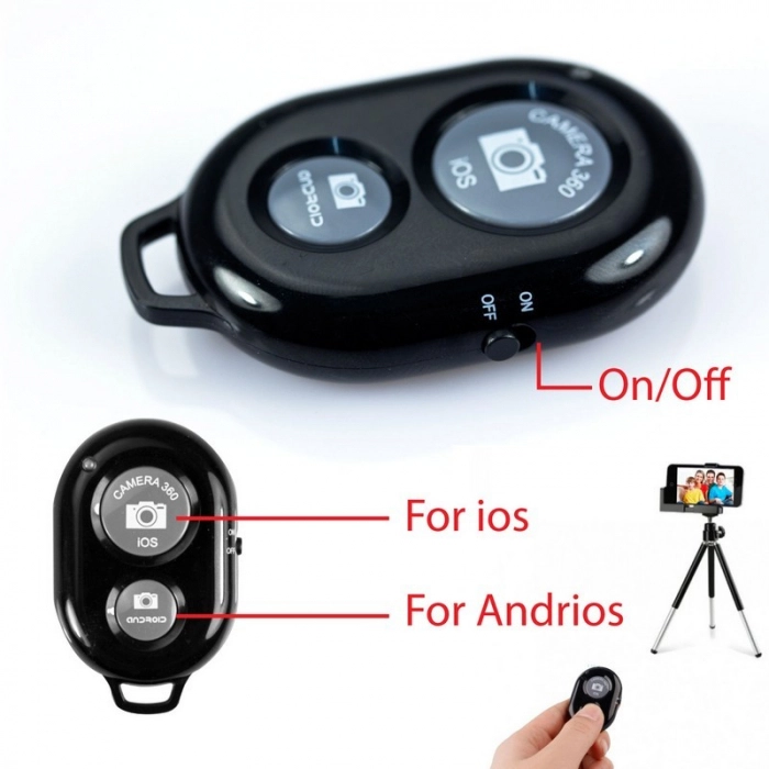 Mini trepied flexibil,filet universal 1/4,suport telefon + telecomanda bluetooth pentru telefon - Albastru [4]