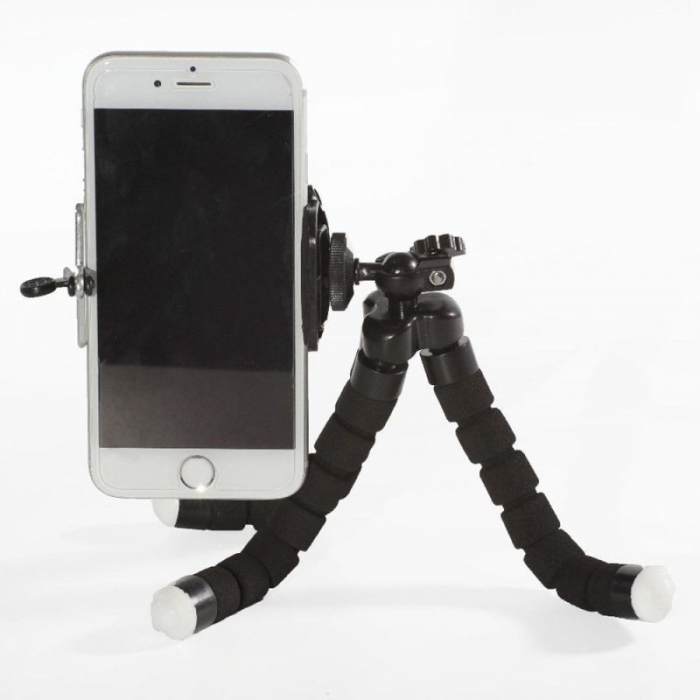 Mini trepied flexibil,filet universal 1/4 cu suport pentru telefon - Negru [5]