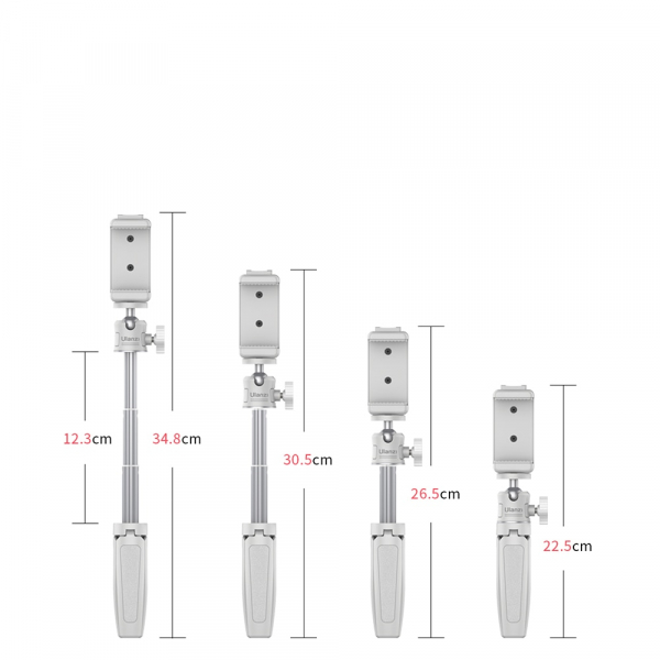 Mini trepied universal filet 1/4,cap rotativ 360 grade cu suport pentru telefon - Alb [3]
