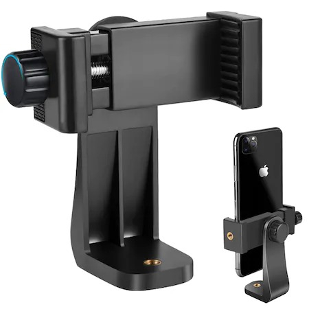 Mini trepied vlogging cu suport telefon filet 1/4, rotativ 360 grade cu menghina [5]