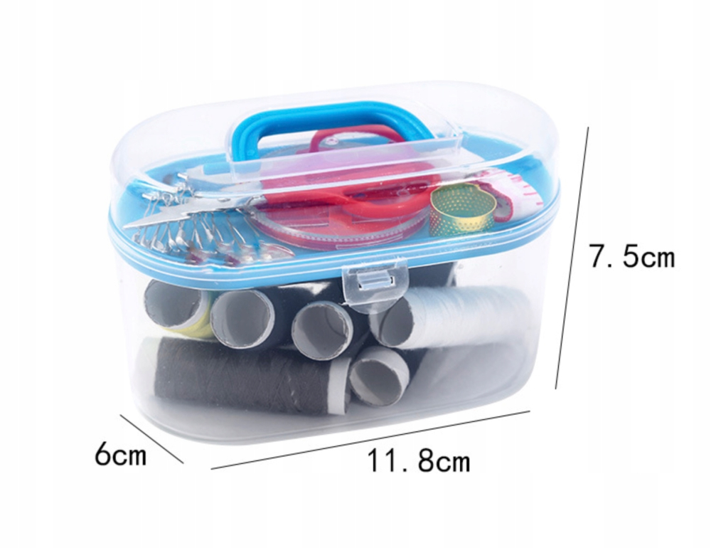 Mini trusa cusut portabila, kit reparatii textile cu 8 culori de ata, foarfeca, ace si accesorii, compacta [3]