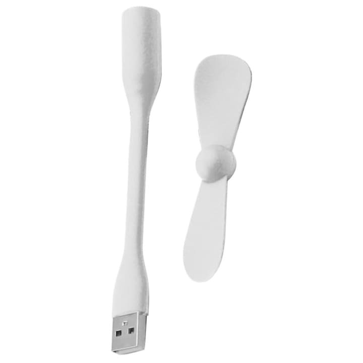 Mini ventilator din silicon, cu alimentare prin USB, portabil, brat flexibil, 14 x 8.5 cm, alb [3]