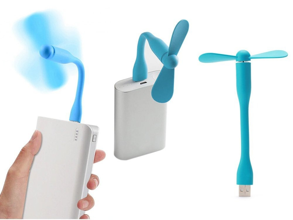 Mini ventilator din silicon, cu alimentare prin USB, portabil, brat flexibil, 14 x 8.5 cm, albastru [9]