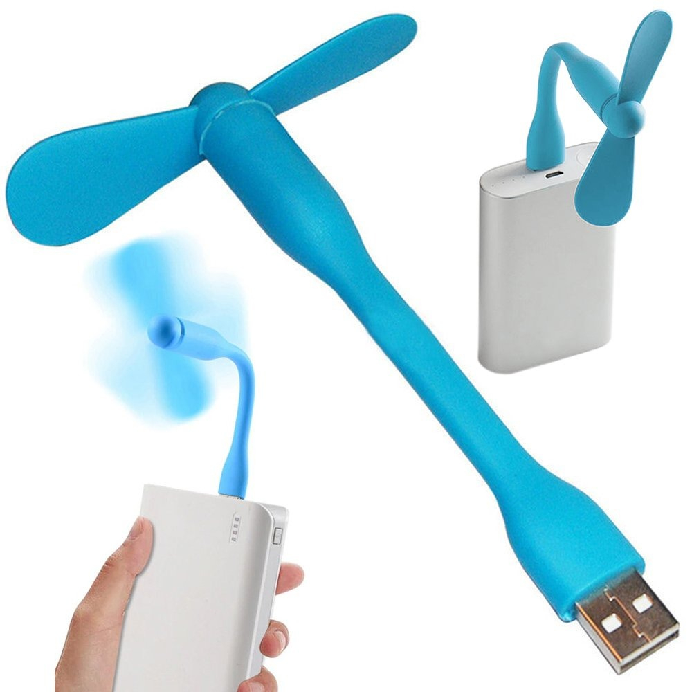 Mini ventilator din silicon, cu alimentare prin USB, portabil, brat flexibil, 14 x 8.5 cm, albastru [10]