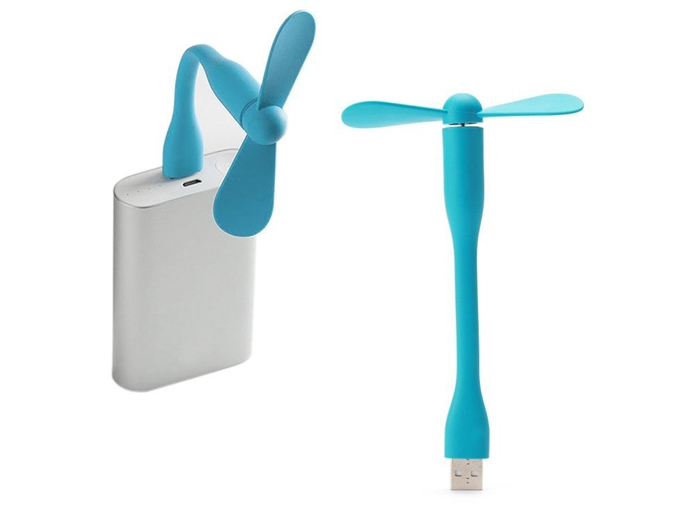 Mini ventilator din silicon, cu alimentare prin USB, portabil, brat flexibil, 14 x 8.5 cm, albastru [8]