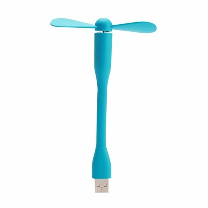 Mini ventilator din silicon, cu alimentare prin USB, portabil, brat flexibil, 14 x 8.5 cm, albastru [7]