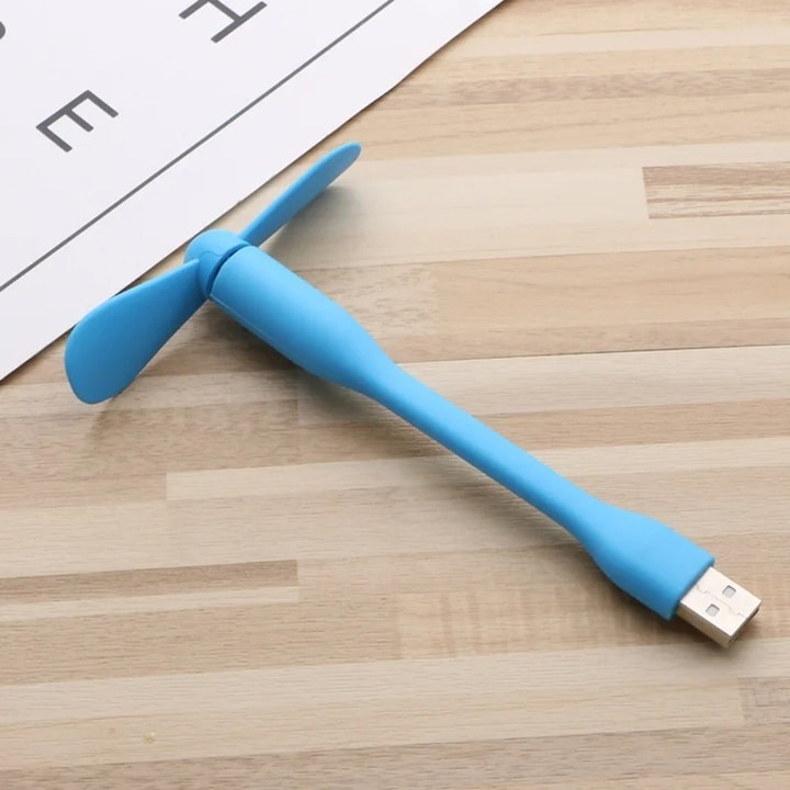 Mini ventilator din silicon, cu alimentare prin USB, portabil, brat flexibil, 14 x 8.5 cm, albastru [3]