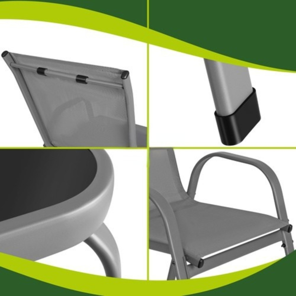 Mobilier de gradina, set 2 scaune, canapea 2 locuri, masa, cadru metalic, blat sticla, rezistent exterior, gri [9]