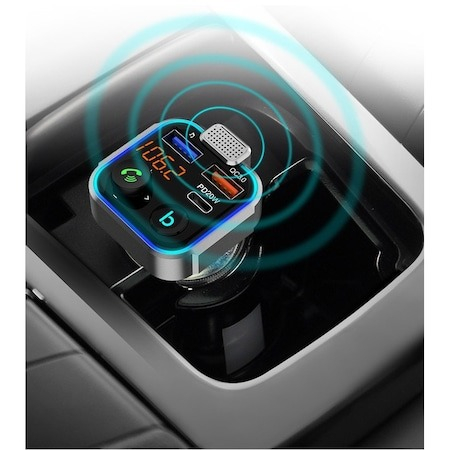 Modulator FM Bluetooth auto universal, diverse functii, Q.C. 3.0, incarcare 20W - Negru [3]