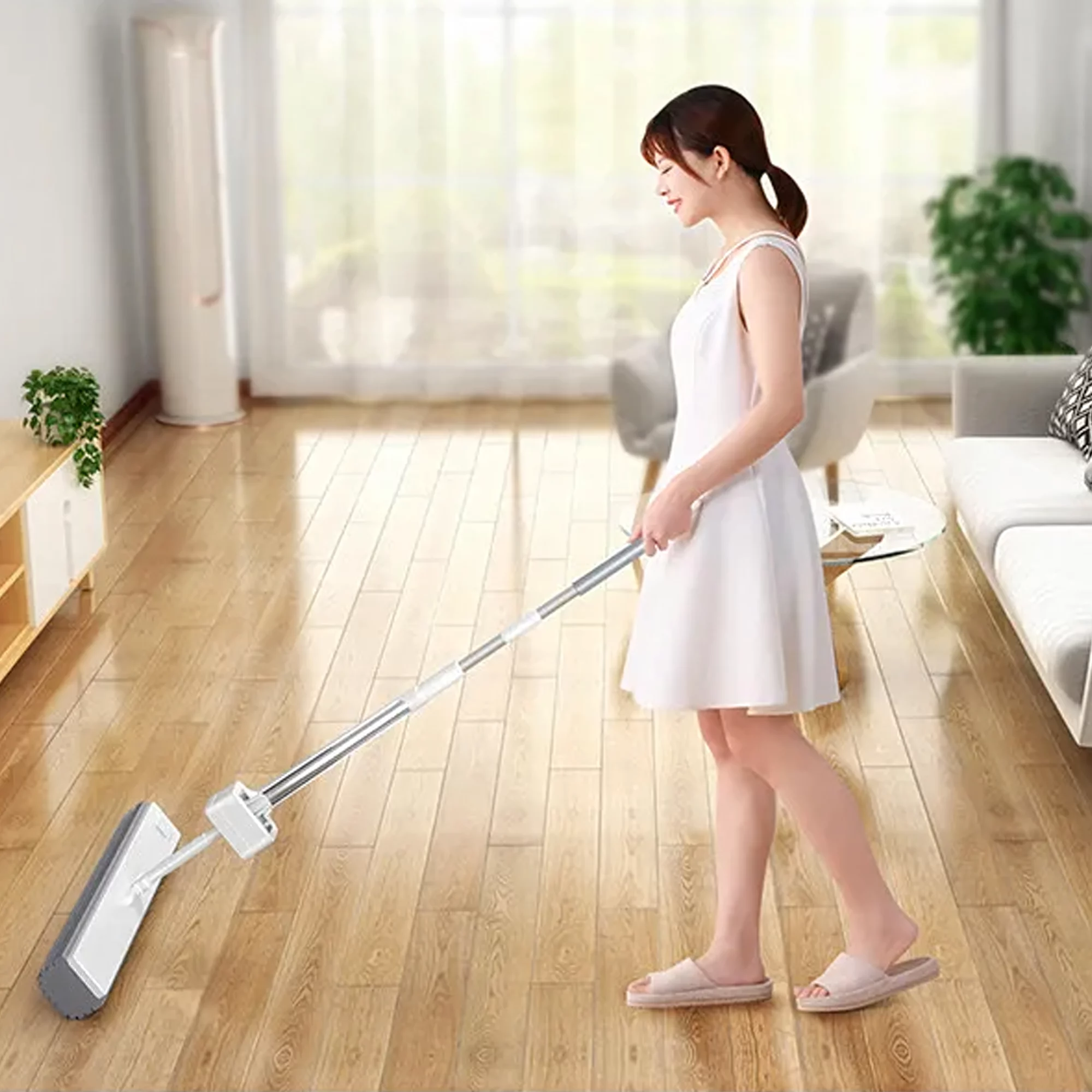 Mop cu burete PVA alb, 135 cm, cap 32 cm, mecanism de stoarcere integrat [3]