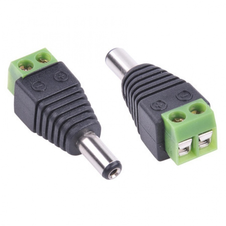 Mufa alimentare CCTV tata pentru camere supraveghere, conector alimentare 2.1/5.5 mm cu prindere surub, compatibil cablu alimentare sau UTP, 1 buc [2]