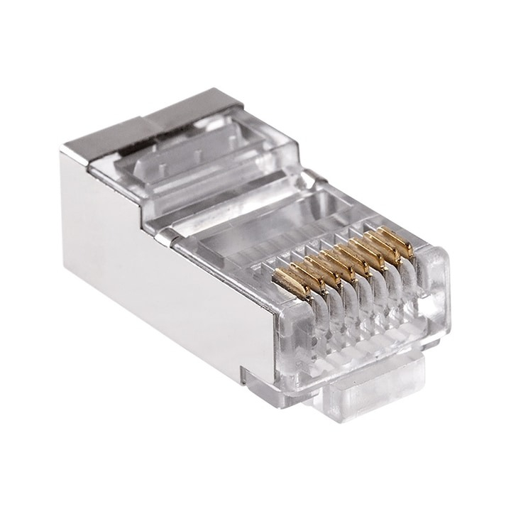 Mufa retea, conector metalic, UTP, 8 contacte, RJ45 CAT6 - Alb