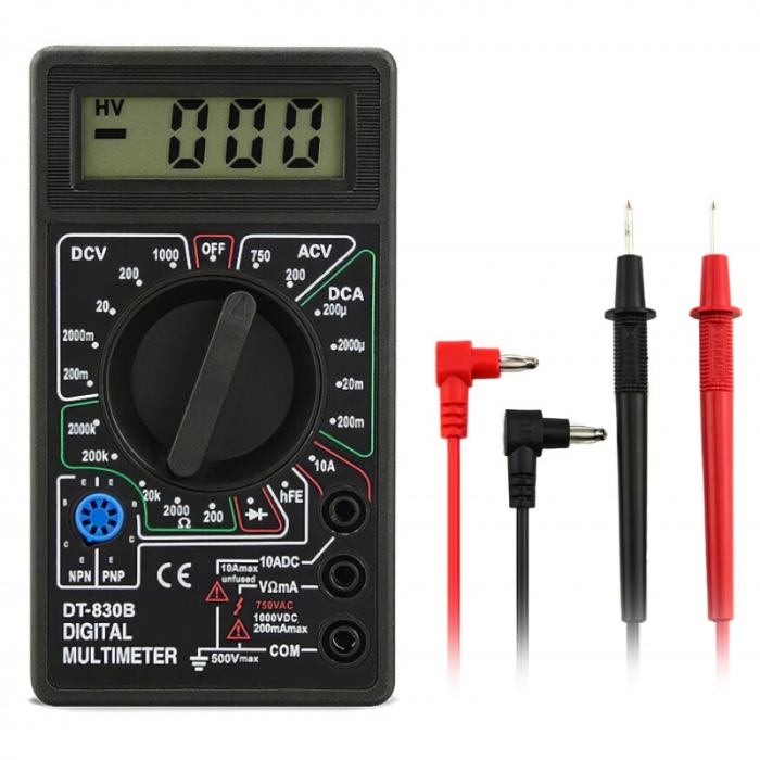 Multimetru digital profesional,model DT-830B cu 2 cabluri de testare incluse [3]