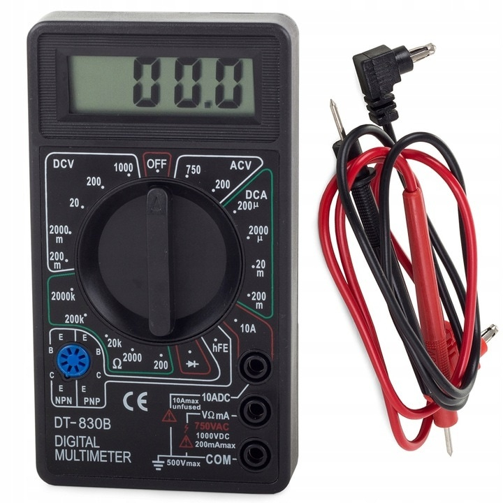 Multimetru digital DT-830B, cu ecran LCD, sonde de test incluse, alimentare 9V, negru – aparat profesional de masurare electrica [5]