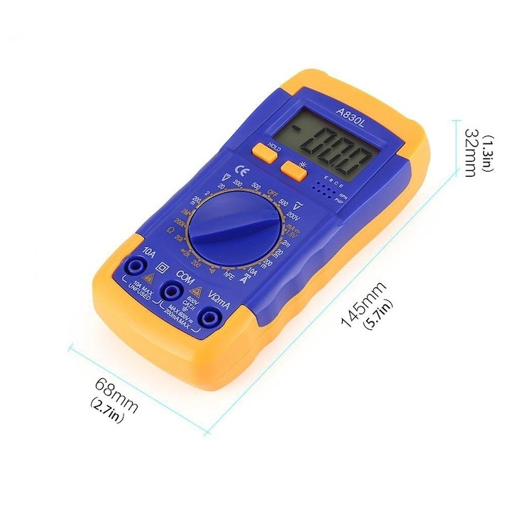 Multimetru digital profesional, model A-830L, cabluri incluse [4]