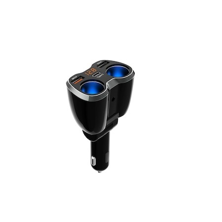 Multiplicator bricheta auto 120W, cu 2 iesiri 2,4 si QC 3.0, 2x USB,1x type C - Negru [3]
