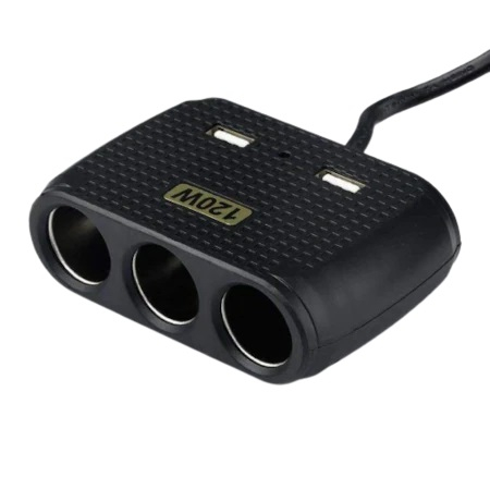 Multiplicator bricheta auto 120W, 3 iesiri, 2 USB - Negru [2]