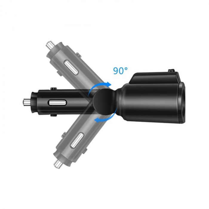 Multiplicator bricheta auto, modulator FM, Bluetooth, Handsfree, 2 x USB, 4.8A - Negru [5]