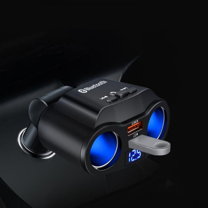 Multiplicator bricheta auto, modulator FM, Bluetooth, Handsfree, 2 x USB, 4.8A - Negru [3]
