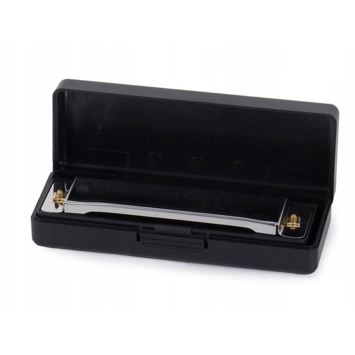 Muzicuta neagra argintie 10 x 2.8 x 2 cm, diatonica cu 10 gauri, acordaj Do, cu cutie de protectie, instrument muzical pentru copii si adulti [2]
