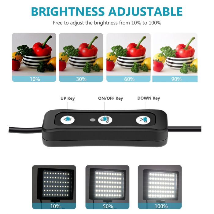 Kit 3 mini panouri LED Neewer, lumina ajustabila din filtre, cap bila 360 grade inclus, trepiezi-stativi reglabili 116 cm, 12 filtre de culoare multicolore [5]