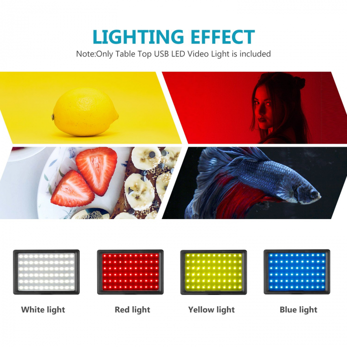 Kit 3 mini panouri LED Neewer, lumina ajustabila din filtre, cap bila 360 grade inclus, trepiezi-stativi reglabili 116 cm, 12 filtre de culoare multicolore [6]