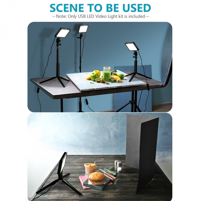 Kit 3 mini panouri LED Neewer, lumina ajustabila din filtre, cap bila 360 grade inclus, trepiezi-stativi reglabili 116 cm, 12 filtre de culoare multicolore [7]