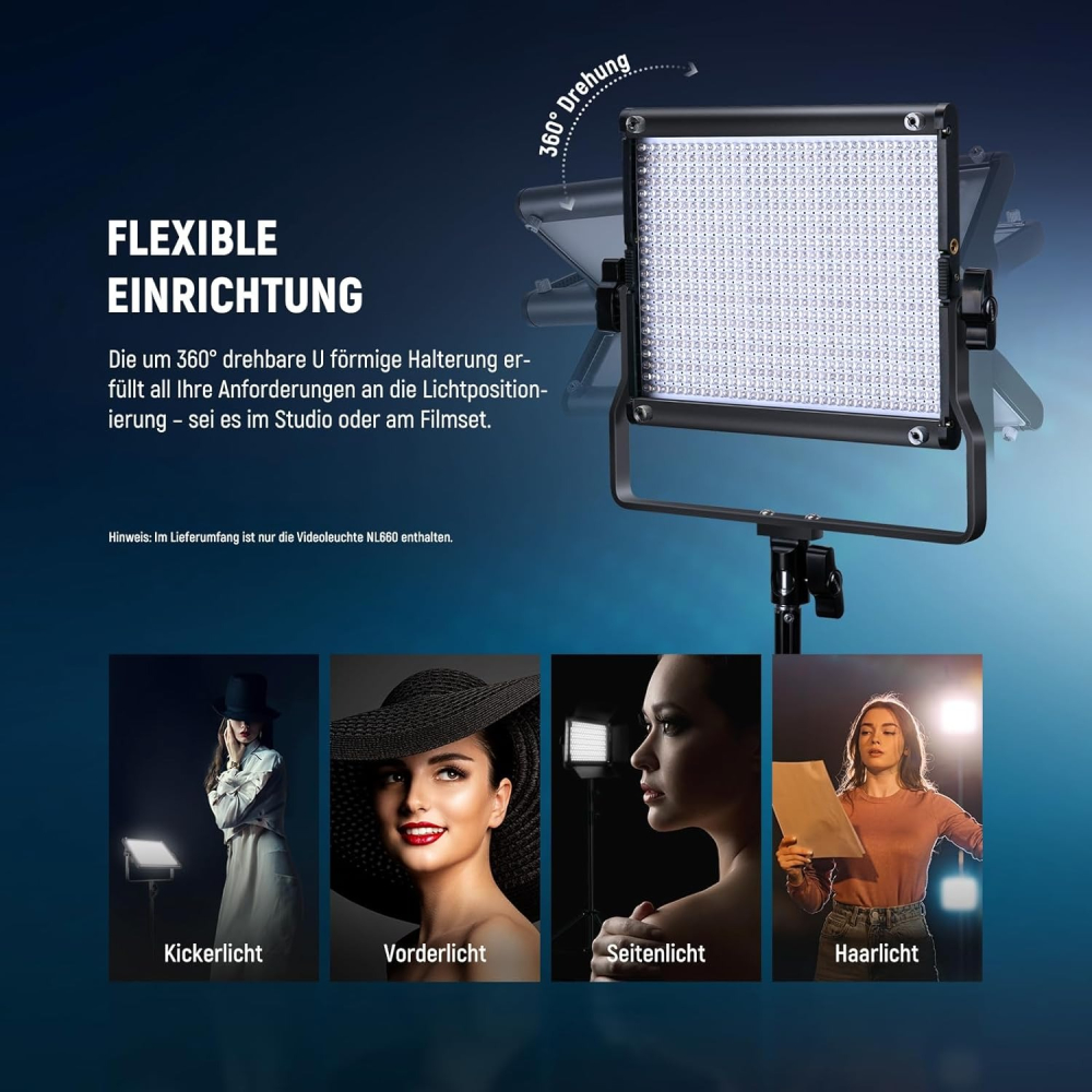 Neewer 660, Panou de lumina LED, set de studio cu 2 trepiede, doua culori CRI9+, Geanta de transport si Acumulator DC, Pentru filmari si fotografie [5]