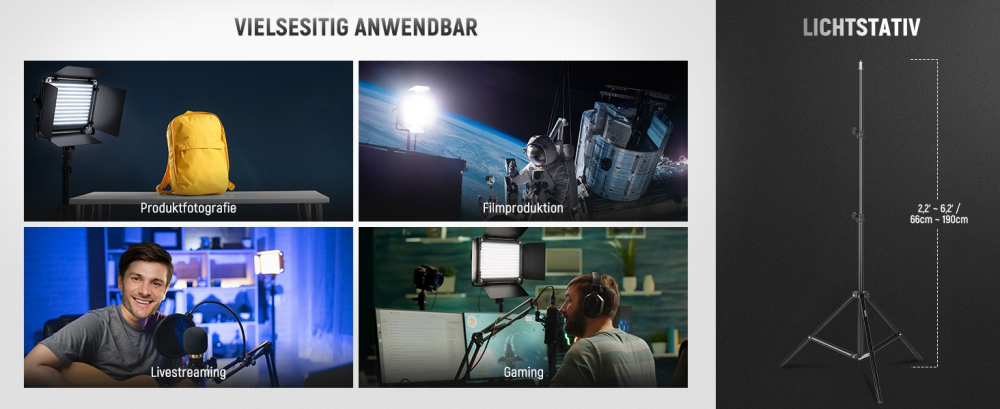 Neewer 660, panou de lumina LED, set studio cu 1 trepied, doua culori, CRI 97+, geanta transport si acumulator DC [9]