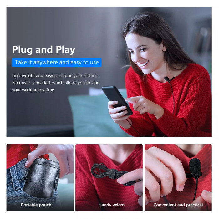Microfon Lavalier Neewer omnidirecțional Plug & Play, microfon de înregistrare [6]