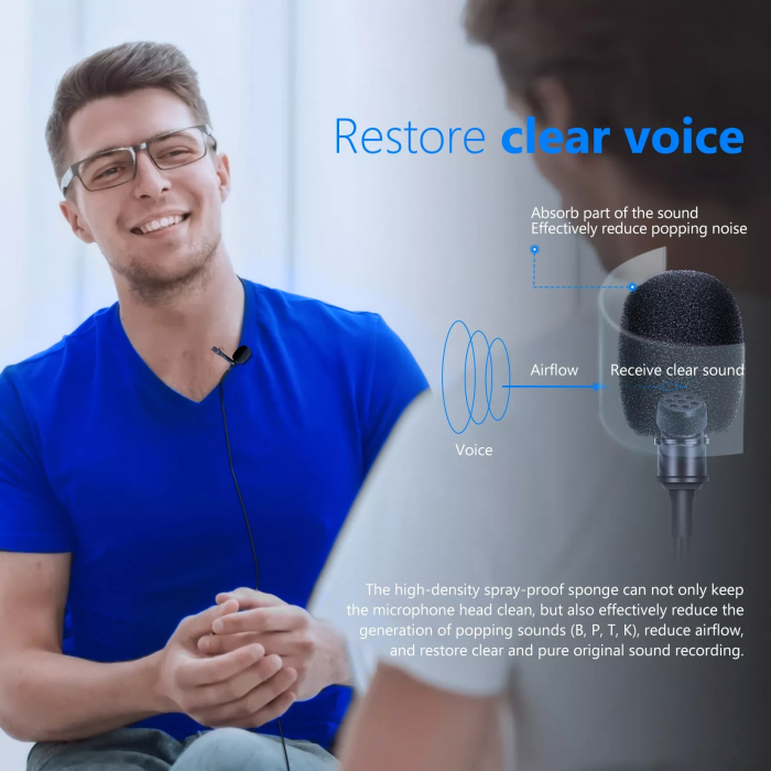 Microfon Lavalier Neewer omnidirecțional Plug & Play, microfon de înregistrare [5]