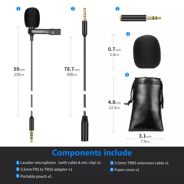 Microfon Lavalier Neewer omnidirecțional Plug & Play, microfon de înregistrare [2]