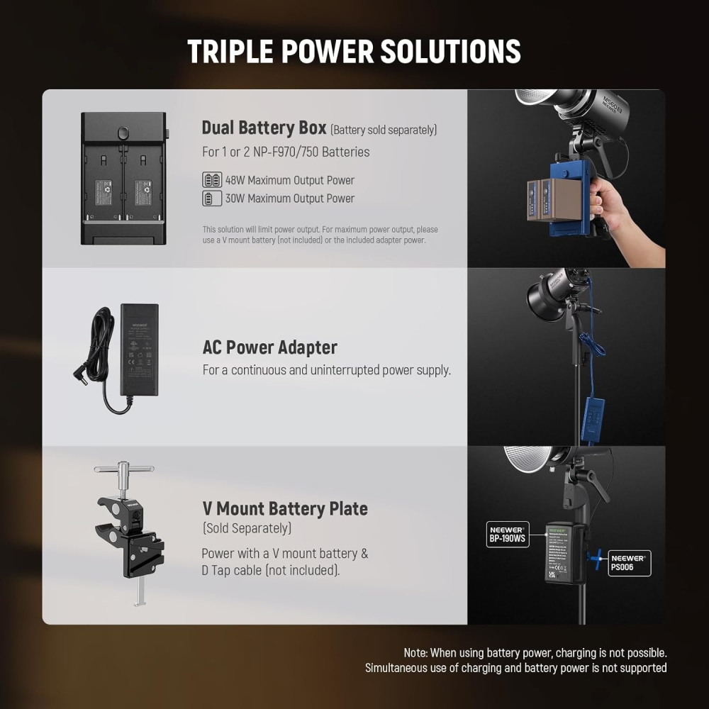 Neewer MS60B 65w Lampa LED, Baterie 2x 7800mAh NP-F970 cu fast charging, control prin aplicatie, temperatura 2700k-6500k, intensitate lumina 4000lux, CRI97+/TLCI98+ si 12 scene [6]