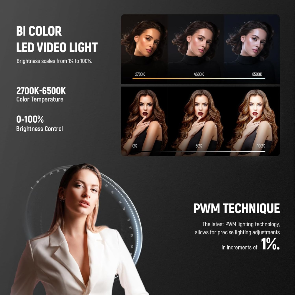 Neewer MS60B 65w Lampa LED, Baterie 2x 7800mAh NP-F970 cu fast charging, control prin aplicatie, temperatura 2700k-6500k, intensitate lumina 4000lux, CRI97+/TLCI98+ si 12 scene [8]