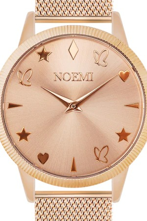 Noemi, Ceas quartz cu bratara din otel inoxidabil cu model plasa, Auriu [2]